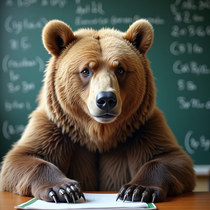 A confused grizzly bear in calculus class