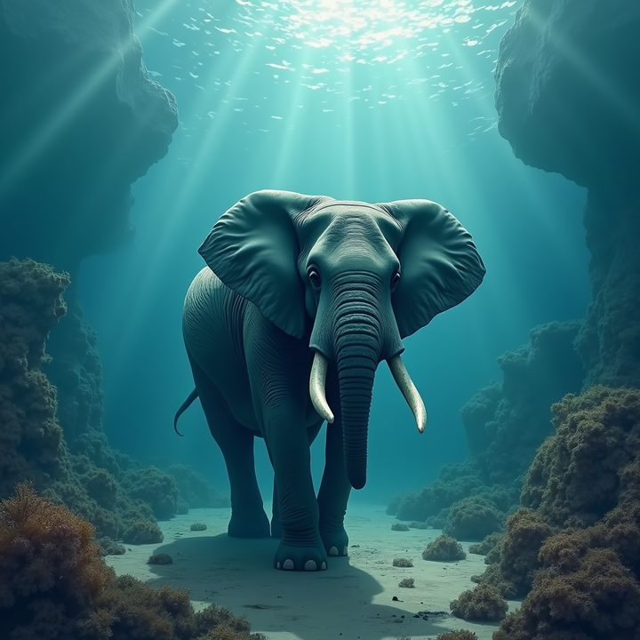An elephant under the sea
